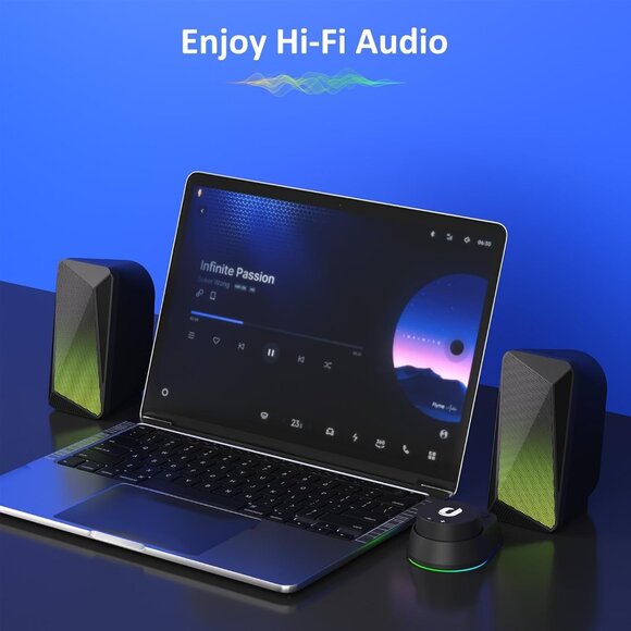 "JEECOO M40" Bluetooth Gaming Computer Speakers w/ 3.5mm AUX for Laptops&Tablets - Picture 10 of 16